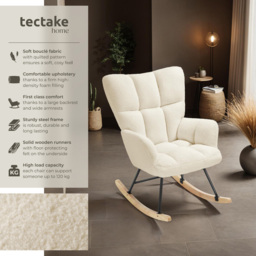 tectake Torve Beige Boucle Quilted Rocking Chair - thumbnail 3