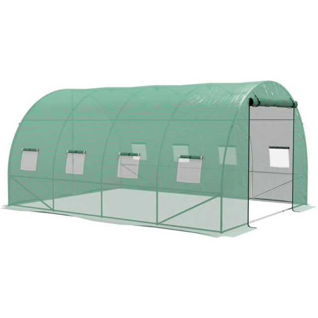 Outsunny Green PE Cover 4 x 3m Walk In Greenhouse with Sprinkler System - image 1