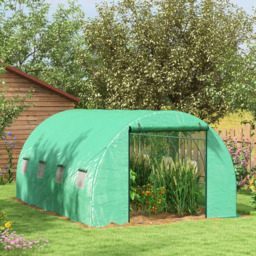 Outsunny Green PE Cover 4 x 3m Walk In Greenhouse with Sprinkler System - thumbnail 2