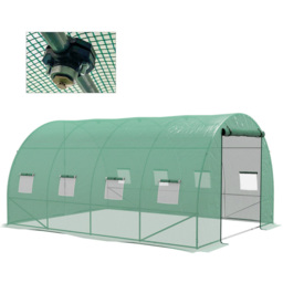 Outsunny Green PE Cover 4 x 3m Walk In Greenhouse with Sprinkler System - thumbnail 3