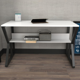 Decorotika Wake Black and White Single Shelf Computer Desk