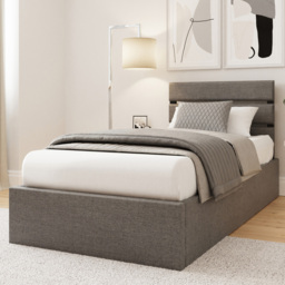 GFW Hudson Grey Single End Lift Ottoman Bed with SC Bonnell Mattress - thumbnail 1