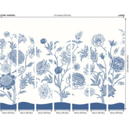 Origin Murals Jacobean Rose Trail Blue Wall Mural - thumbnail 3