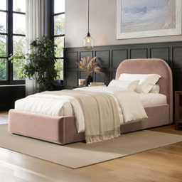 Flair Alba Pink Velvet Single Ottoman Bed - thumbnail 1