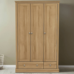 Devon 3 Door 2 Drawer Oak Effect Wardrobe - thumbnail 1