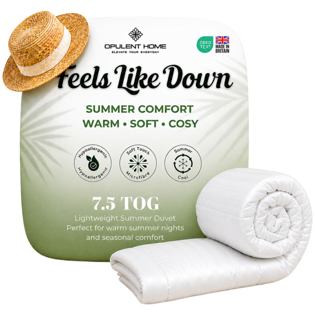 Opulent Home White Double Summer Hollowfibre Duvet 7.5 Tog