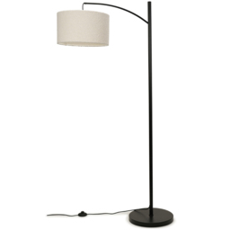 ValueLights Preto Black and Cream Boucle Shade Metal LED Floor Lamp