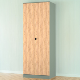 Crowndale Bora Gold Oak and Reed Green 2 Door Wardrobe