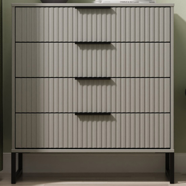 Crowndale Fluted 4 Drawer Dusk Grey Chest of Drawers Ready Assembled - image 1
