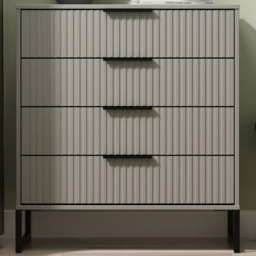 Crowndale Fluted 4 Drawer Dusk Grey Chest of Drawers Ready Assembled - thumbnail 1