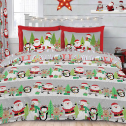 Velosso Red and Grey Double Xmas Ho Ho Duvet Set