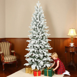 StarBright Snow Flocked Pencil Artificial Christmas Tree 7ft - thumbnail 2