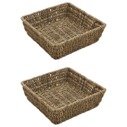 JVL Seagrass Square Storage Tray 2 Pack - thumbnail 1