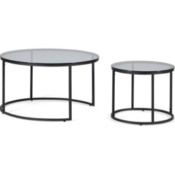 Julian Bowen Chicago Smoked Glass Round Nest of Tables Set of 2 - thumbnail 3