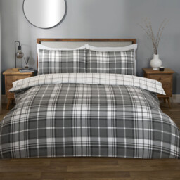 Divante Finest Balmoral Single Grey Check Duvet Set - thumbnail 1