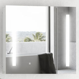 Kleankin White Illuminated Bathroom Cabinet - thumbnail 1