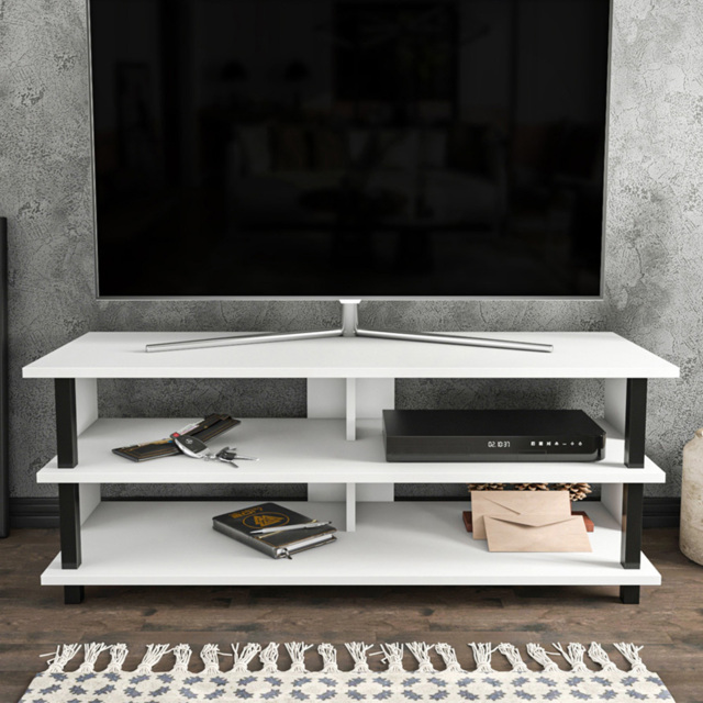 Decorotika Pueblo 4 Shelf Black and White Wide TV Unit - image 1