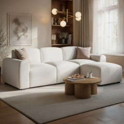 Flair Manon Cream 3 Seater Boucle Corner Sofa - thumbnail 1