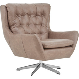 Premier Housewares Harold Brown Leather Effect Swivel Accent Chair - thumbnail 2