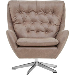 Premier Housewares Harold Brown Leather Effect Swivel Accent Chair - thumbnail 4