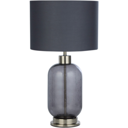 Lighting Collection Kendric Grey Shade Smoke Glass Table Lamp - thumbnail 1