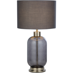 Lighting Collection Kendric Grey Shade Smoke Glass Table Lamp - thumbnail 3