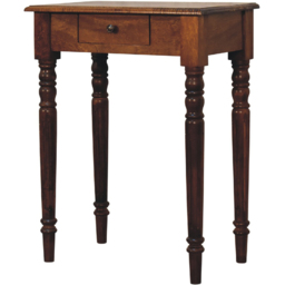 Artisan Furniture Chestnut Single Drawer Solid Wood Turned-Leg Writing Desk - thumbnail 3