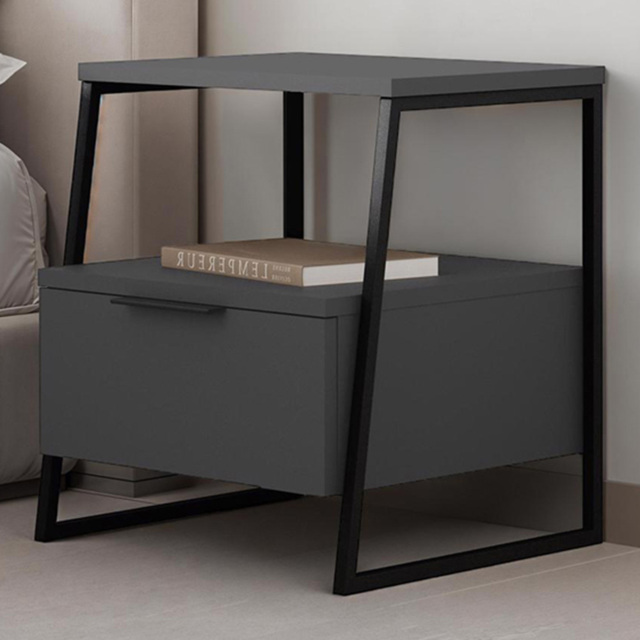 FWStyle Pal Anthracite Single Drawer Single Shelf Bedside Table