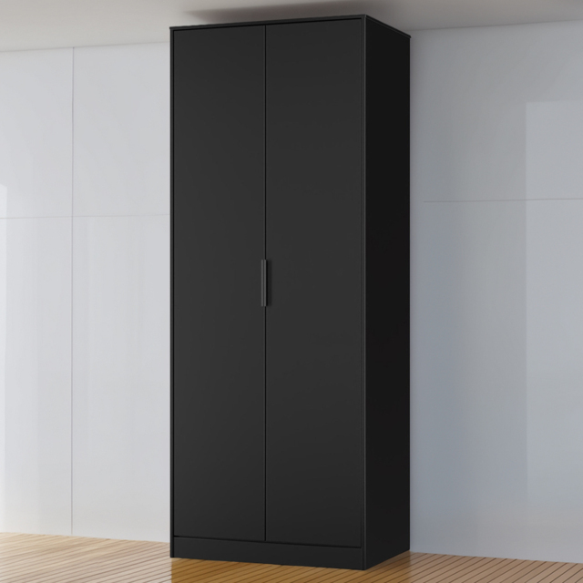 Crowndale Hong Kong 2 Door Matt Black Tall Wardrobe Ready Assembled - image 1