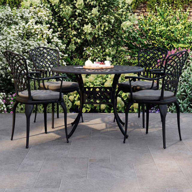 Charles Bentley Cast Aluminium 4 Seater Dining Set Black - image 1