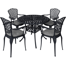 Charles Bentley Cast Aluminium 4 Seater Dining Set Black - thumbnail 2
