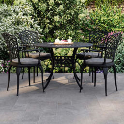 Charles Bentley Cast Aluminium 4 Seater Dining Set Black - thumbnail 1