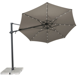 Kettler Orion Taupe and Grey LED Cantilever Round Parasol with Granite Base and Night Cover 3m - thumbnail 1