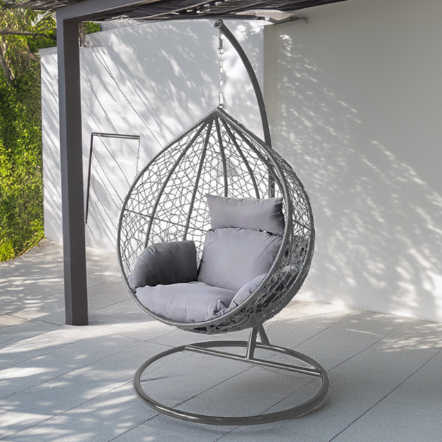 Alivio Grey Rattan Large Basket Hanging Egg Chair with Cushion - image 1