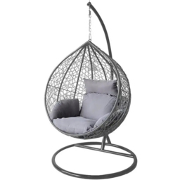 Alivio Grey Rattan Large Basket Hanging Egg Chair with Cushion - thumbnail 2