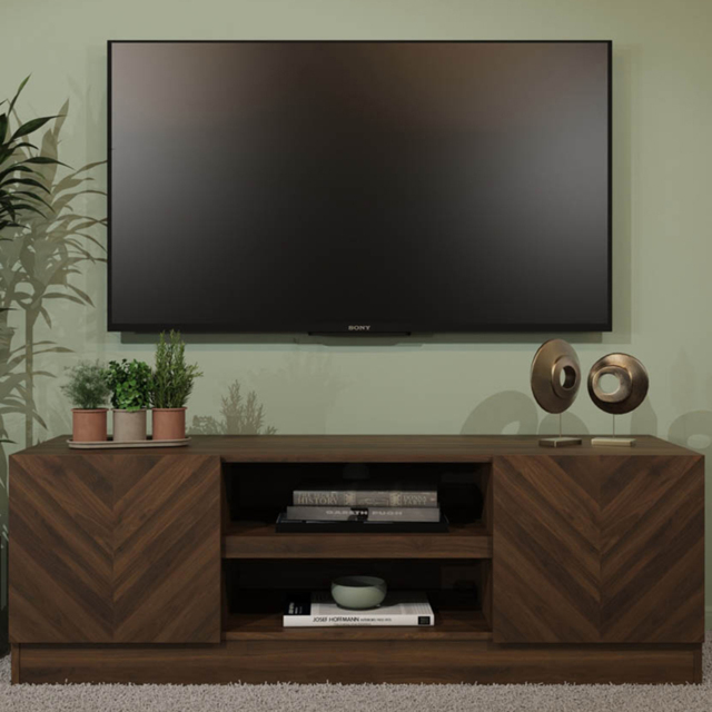 GFW Catania Royal Walnut 2 Door 2 Shelf TV Unit - image 1