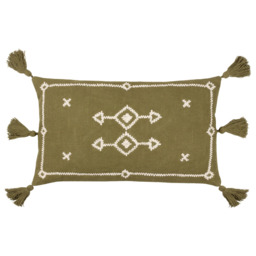 Yard Folis Khaki Embroidered Cushion - thumbnail 1
