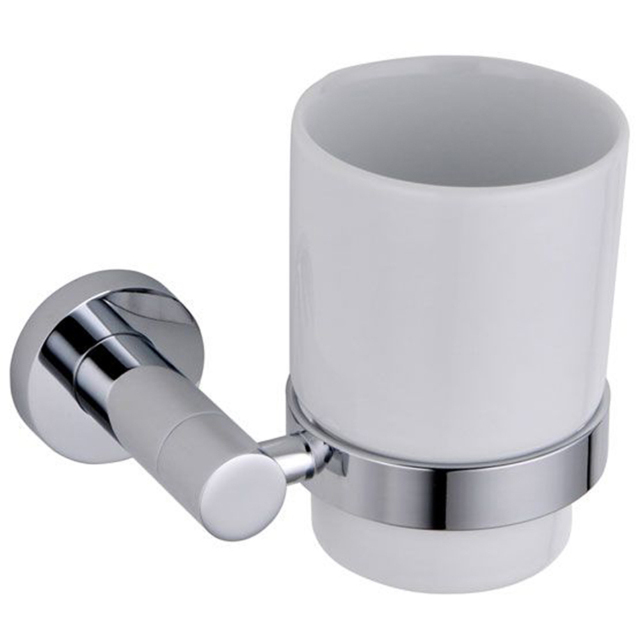 Nes Home Round Chrome Glass Tumbler with Holder - image 1