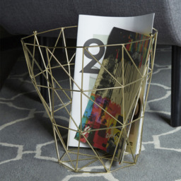Premier Housewares Vertex Gold Finish Tall Storage Basket - thumbnail 2