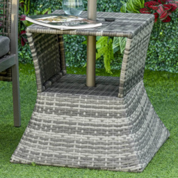 Outsunny Mixed Grey Wicker Bistro Side Table with Parasol Hole - thumbnail 1