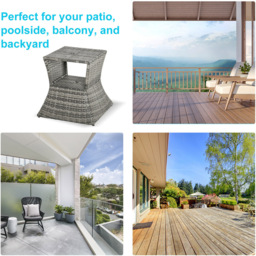 Outsunny Mixed Grey Wicker Bistro Side Table with Parasol Hole - thumbnail 4