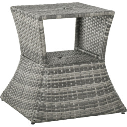 Outsunny Mixed Grey Wicker Bistro Side Table with Parasol Hole - thumbnail 2