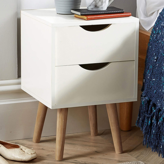 Home Source Boden White 2 Drawer Bedside Table Unit - image 1