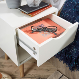 Home Source Boden White 2 Drawer Bedside Table Unit - thumbnail 3