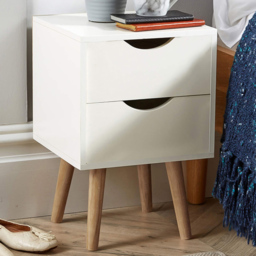Home Source Boden White 2 Drawer Bedside Table Unit