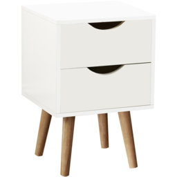 Home Source Boden White 2 Drawer Bedside Table Unit - thumbnail 2