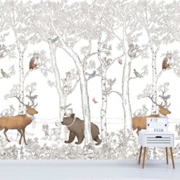 Grandeco Wonderland Forest Childrens Grey Wall Mural - thumbnail 1