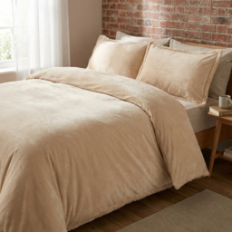 Selena Natural Super King Size Velvet Duvet Set - thumbnail 4