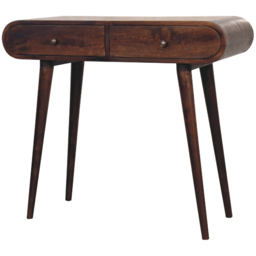 Artisan Furniture Walnut 2 Drawer Mango Wood Curved Edge Console Table - thumbnail 3