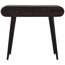 Artisan Furniture Walnut 2 Drawer Mango Wood Curved Edge Console Table - thumbnail 2